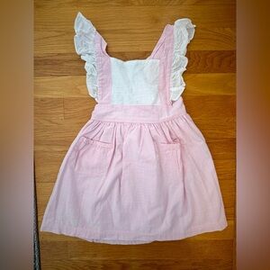 Charming Pink and White Kids Dress with Ruffle Sleeves